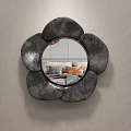 Gray Textured Flower Shaped Wall Mounted Decorative Mirror For Home Interior Decor
