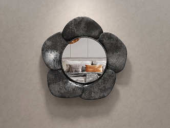 Modern Decorative Mirror Hanging Mirror Special-shaped Art Flower Round Mirror Dressing Mirror Makeup Bathroom 3d model