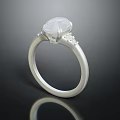Elegant Minimalist Silver Ring With Large Transparent Gemstone And Small Surrounding Decorations