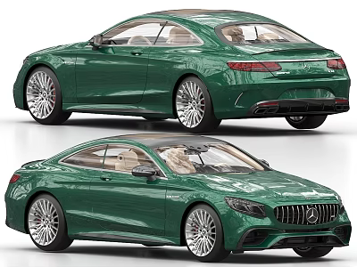Elegant Green Luxury Coupe With Silver Wheels And Beige Seats Design 3d model