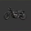 Vintage Black Custom Motorcycle With Round Headlight Black Leather Seat Metallic Engine And Reflective Floor