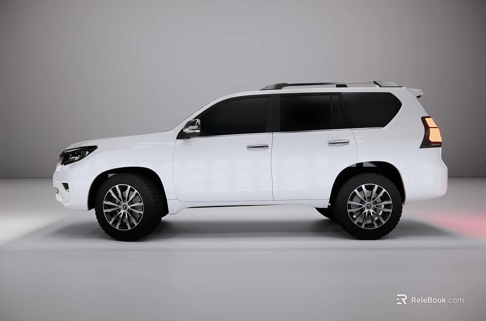 White SUV Car Side Rear View With Black Alloy Wheels Roof Rail And Modern Design 3d model 