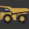 Yellow Mining Dump Truck With Large Tires Open Bed And Metal Ladder