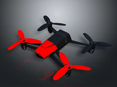 Sleek Black And Red Quadcopter Drone With Modern Design And Rotors 3d model