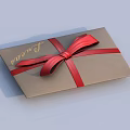 Decorative Ornament Set Brown Gift Box With Red Bow And Golden Passion Lettering