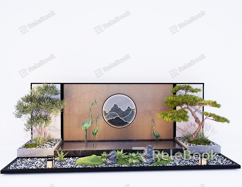 New Chinese Style Courtyard Wall Landscape Running Water Wall Enclosure Courtyard Wall model