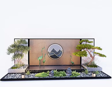 New Chinese Style Courtyard Wall Landscape Running Water Wall Enclosure Courtyard Wall 3d model