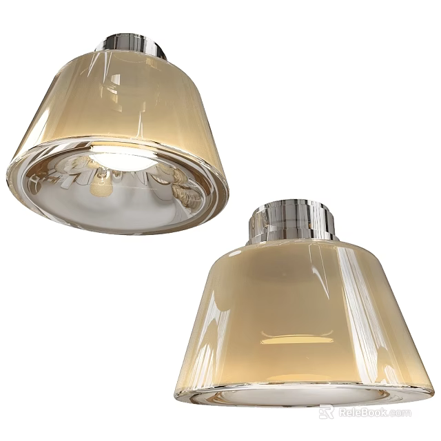 Modern Downlights and Spotlights with Glass Shade and Metal Base Design 3d model 