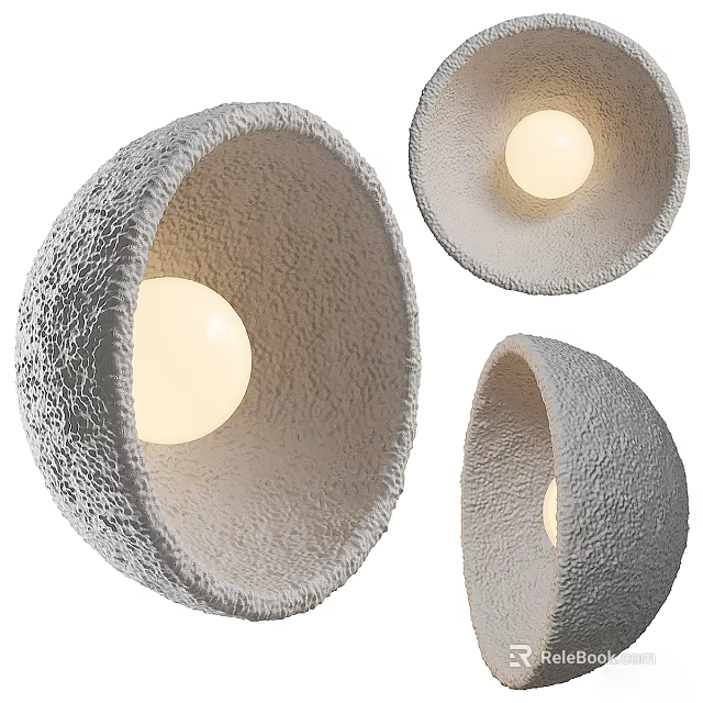 Modern Textured Bowl Shaped Wall Light With Soft Glow And Decorative Home Design 3d model 