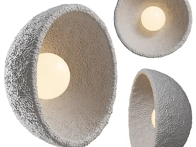 Modern Textured Bowl Shaped Wall Light With Soft Glow And Decorative Home Design 3d model