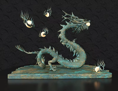 Dragon Ornaments Bronze Dragon Metal Ornaments 3d model