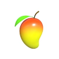 Fresh Ripe Mango With Vibrant Orange Yellow Gradient Color And Green Leaf