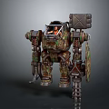 Game Movie Pilot Character In Camouflage Metallic Mech Suit With Shield And Armored Arms