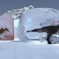 Snowy Mountain Garden Landscape Design With Ice Surface And Colorful Ice Blocks