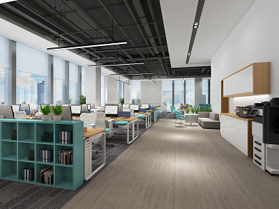 modern public office area office area 3d model