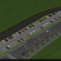 Well Designed Parking Lot With Organized Spaces Parked Cars Green Trees And Adjacent Road