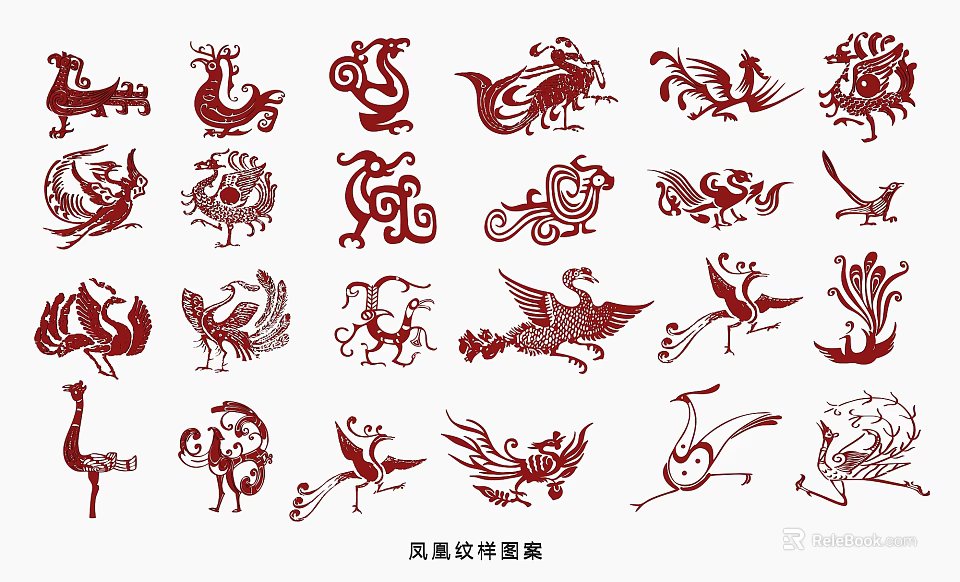 Phoenix Pattern Wall Decor With Various Intricate Traditional Artistic Designs 3d model