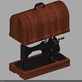 Vintage Industrial Sewing Machine With Wooden Cover Black Body And Wooden Base