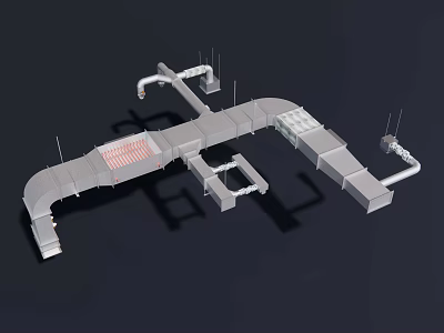 Public Facility Structure Design With Pipe Systems And Platform Layout 3d model