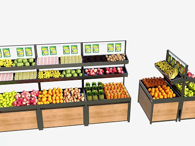 Fruit Store With Well Arranged Shelves Displaying Fresh Assorted Fruits And Colorful Varieties 3d model