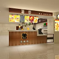 Modern Milk Tea Shop Interior With Wooden Counter Menu Boards And Wall Decor