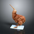 Detailed Brown Kiwi Bird Sculpture With Long Beak Standing On White Base