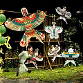Traditional Kites On Bamboo Frame With Lanterns And Person In Costume Photo Check in Spot