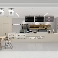 Modern Café Interior Design With Green Plants Comfortable Seating And Wooden Bookshelves
