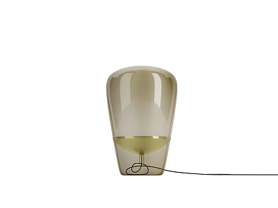 Modern Elegant Table Lamp With Transparent Glass Shade Gold Base And Black Cord 3d model