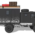 Black Camper Truck With Roof Rack Basket And Large Tires Patterned Body For Outdoor Adventures