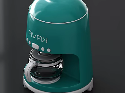 Teal Retro Style Coffee Maker With Glass Carafe 3d model