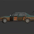 Old Rusty Car With Open Doors Showing Brown Interior And Weathered Blue Green Body