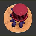 Purple Crab Wearing Red Knitted Hat With Yellow And Red Eyes On Orange Platform
