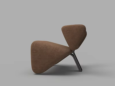 Modern Brown Leisure Chair Featuring Unique Design Velvet Fabric And Metal Legs 3d model