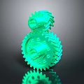 Green Stacked Gears Mechanical Equipment With Reflective Surface And Shiny Finish