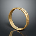 Golden Household Ring With Intricate Carved Patterns And Black Background Reflection 3d model