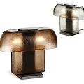 Modern Metallic Table Lamp With Hammered Texture Copper Silver Curved Shade Warm Light Black Base 3d model