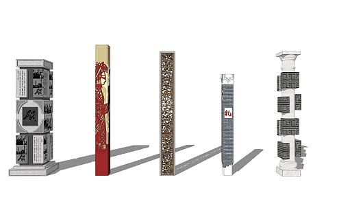 new chinese style column landscape column 3d model