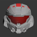 Futuristic White Sci Fi Helmet With Red Visor And Angular Accent Details 3d model