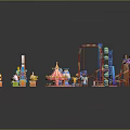 Kids Fun Amusement Park With Colorful Rides And Various Playground Attractions