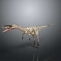 3D Dinosaur Model With Open Mouth Realistic Skin Texture And Gray Background Reflection 3d model