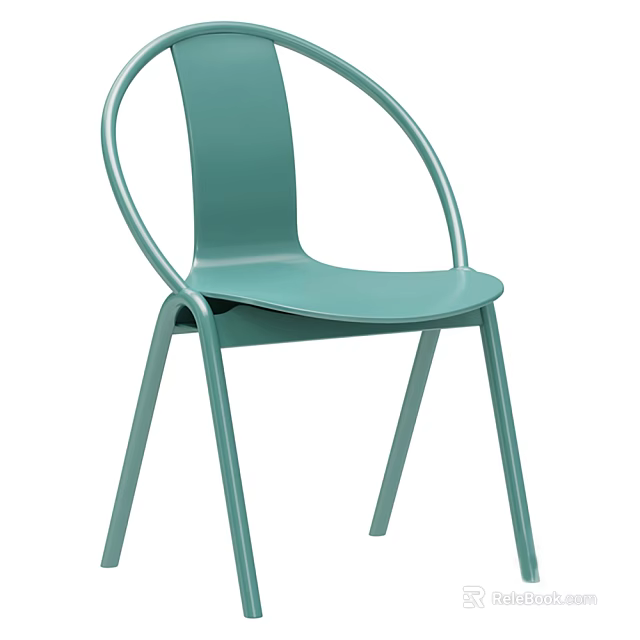 Teal Modern Lounge Chair With Sleek Curved Design And Metal Frame 3d model 