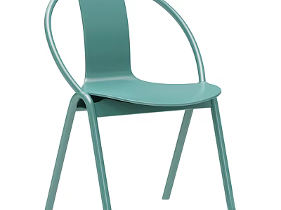 Teal Modern Lounge Chair With Sleek Curved Design And Metal Frame 3d model