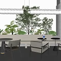 Modern Milk Tea Shop Interior Design With Chandeliers Green Plants And Comfortable Tables Chairs