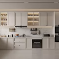 Modern Kitchen Interior Design With White Cabinets Marble Countertop And Built in Appliances