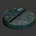 Circular Blue Metal Manhole Cover With Perforated Design Yellow Components And Number 88