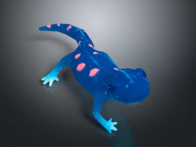 Vibrant Blue Reptile With Bright Pink Spots And Smooth Shiny Body 3d model