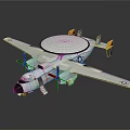Propeller Driven Aircraft With Circular Radar Dome Yellow Black Striped Tail And Wing Insignia