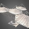 Array of Satellite Dishes With Complex Metal Frame For Communication And Observation