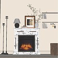 French Fireplace European Style Fireplace Marble Fireplace Plant Table Lamp Art Device 3d model